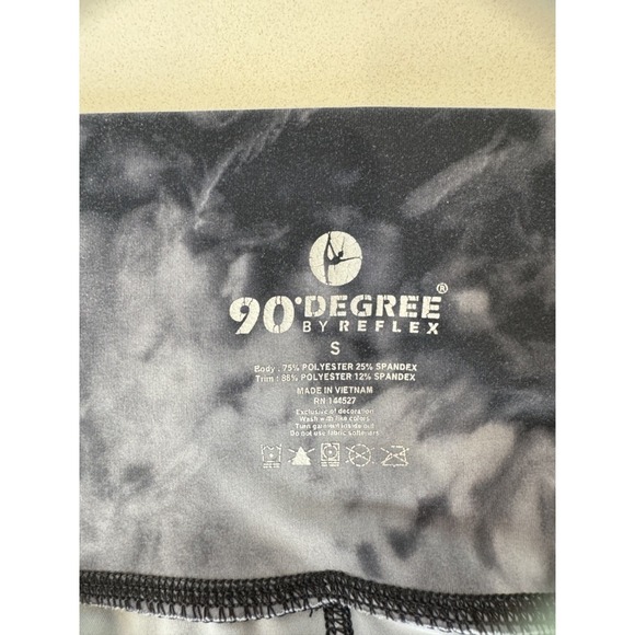 90 Degree by Reflex Womens Tie Dye High Waist Cropped Leggings Black White S - Picture 9 of 9